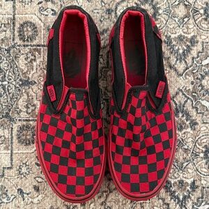 Vans Kids Red and Black Checkered Sneakers